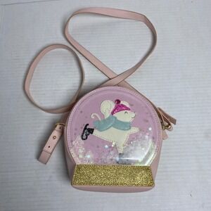 Bath‎ Body Works Pink Mouse Ice Skating Snow Globe Crossbody Bag Kids